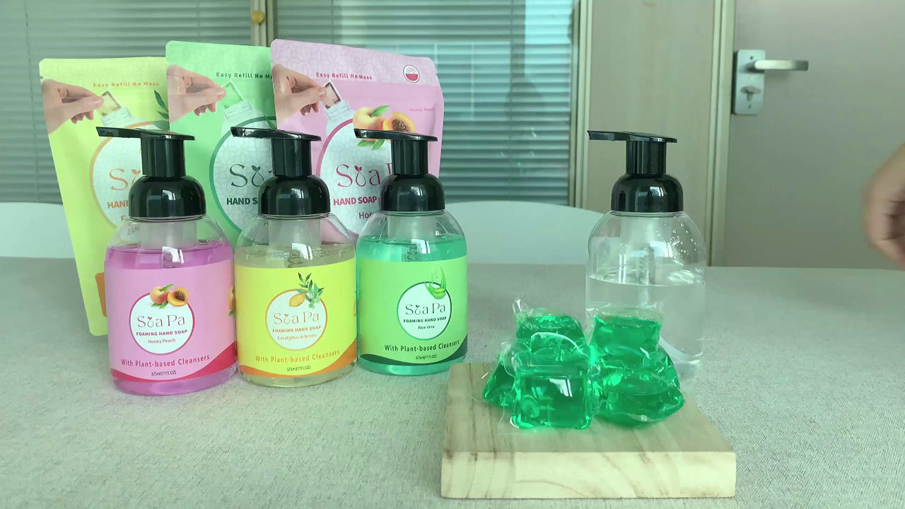 Set de Cápsulas Concentradas de Jabón de Manos – Dispensador 325ml + 8 Cápsulas de Recarga | Limpiador Ecológico e Hidratante Video Introduction