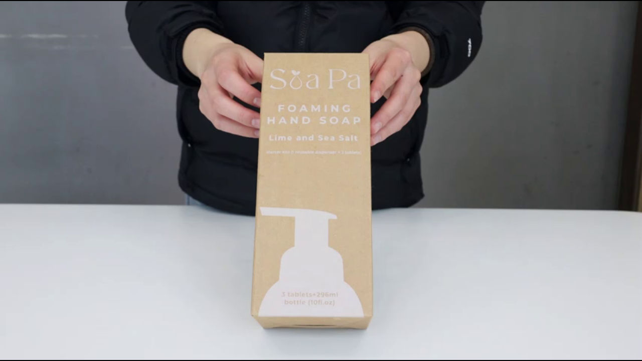 Set Pastillas de Jabón en Espuma – Dispensador 296ml + 3 Pastillas (8g cada una) | Ecológico y Recargable Video Introduction